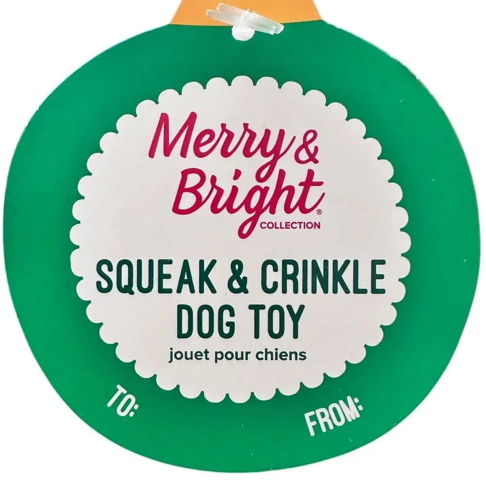 Merry & Bright Raccoon Crinkle Cutie Dog‎ Toy  Plush Front Nylon Back, Squeaker
